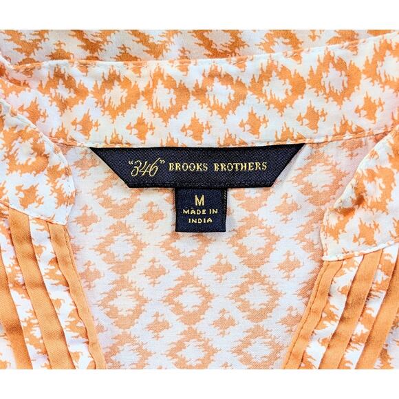 Brooks Brothers 346 Peach Cream 100% Cotton Aztec Print Tunic Top Size Medium - Picture 7 of 8